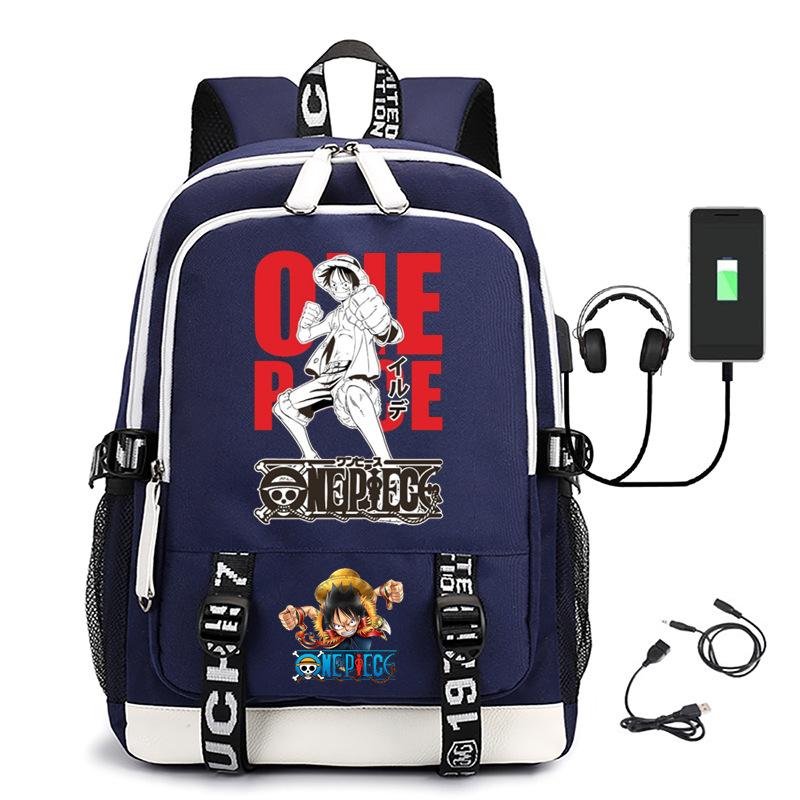 Hot-selling ONE PIECE Luffy backpack usb charging large capacity bag