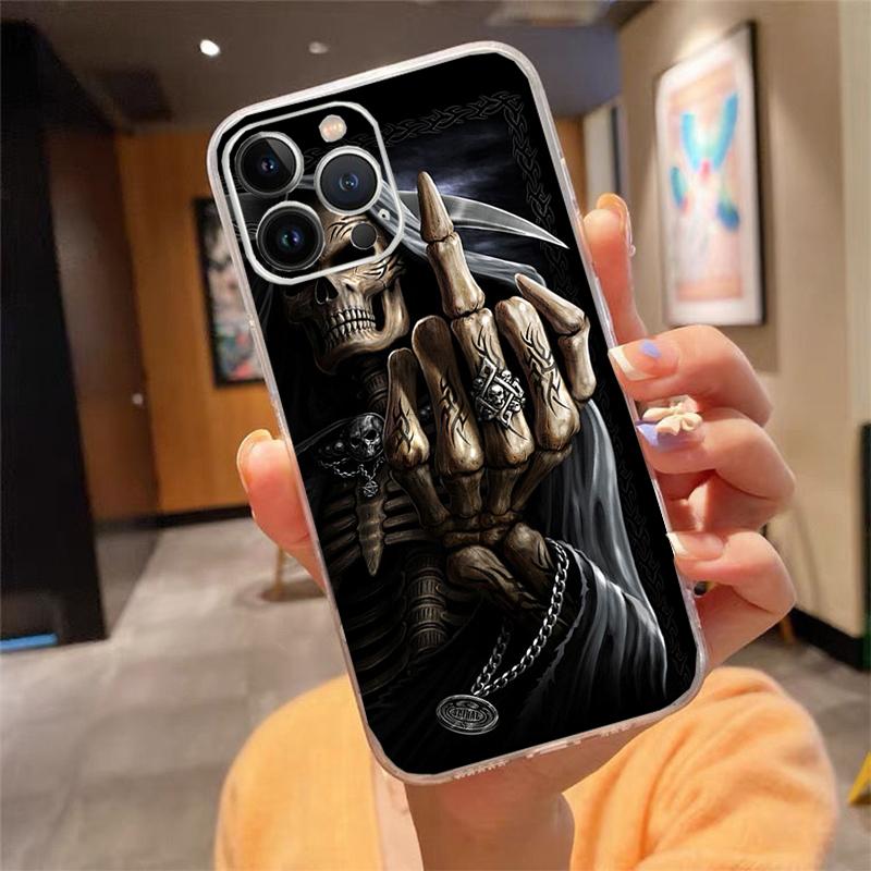 Phone Case For Iphone 17 Pro Max Air 16 15 14 13 Pro Max 15 16 Pro 15Plus Grim Reaper Skull Skeleton