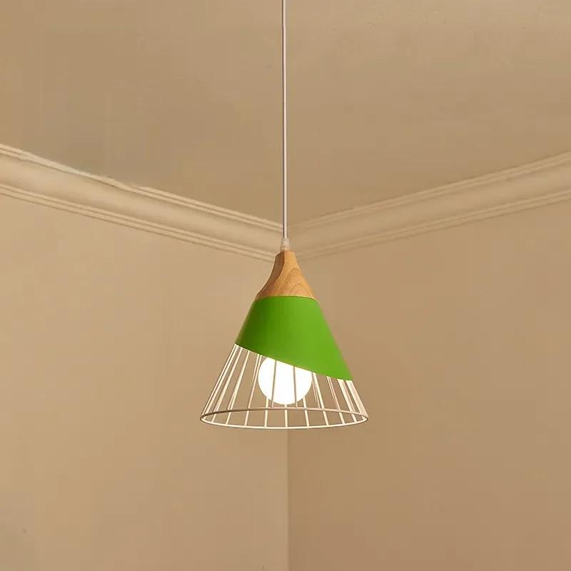 Multicolor Café Restaurant Wood Chandelier Iron Art Hanging Lights Pendant Lamp E27 Ceiling Nordic Modern Home Decor Appliance