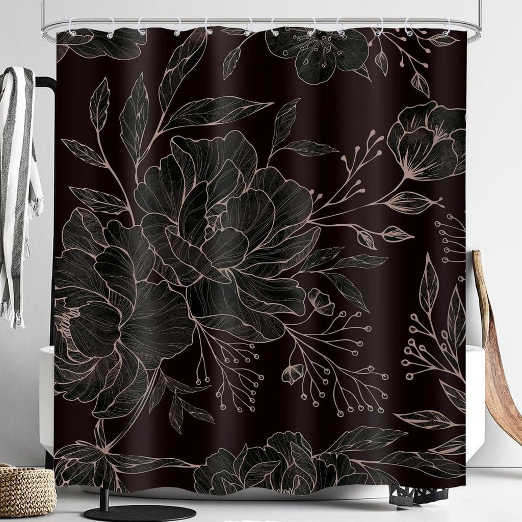 Rustic Bear Cabin Shower Curtain, Western Lodge Mountain Animal Design, Waterproof Polyester With Hooks