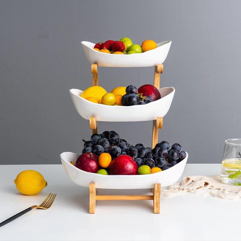 Fruit Plate Household Living Room Coffee Table Light Luxury Plastic Tray Storage Fruit Dessert Table Snack Display Rack