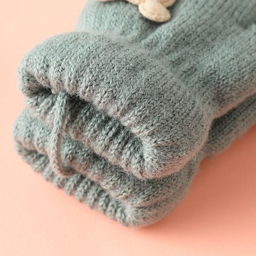Teplé pletené vlněné palčáky Vlněné plné prstové Guantes Módní zimní dětské rukavice Dívky Chlapci