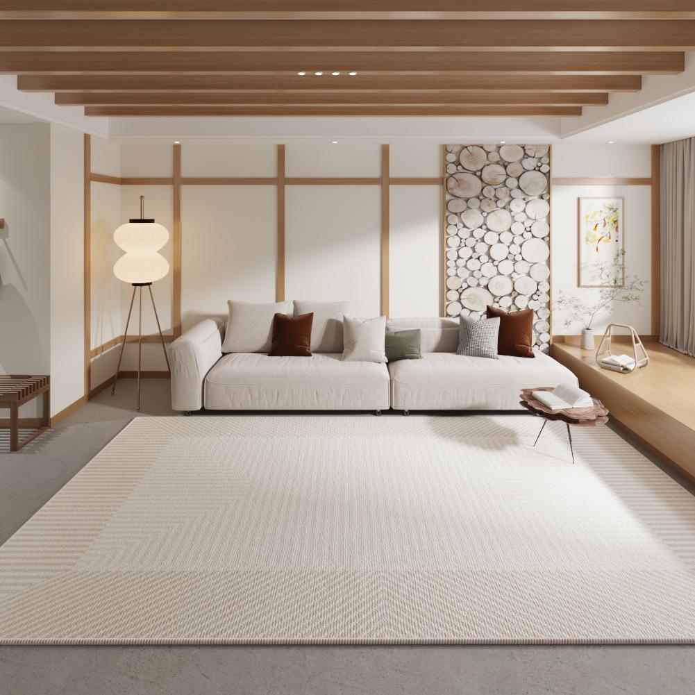 Cream Loop Velvet Dirt-Resistant Anti-Slip Carpet, Easy Care, Perfect for Living Room, Bedroom, or Bedside, New 2024 Edition.