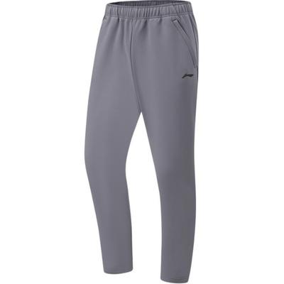 Série Fitness Li Ning Cor Sólida Cintura Média Confortável Respirável Lã Quente Perna Reta Calças Longas Esportivas Roupa Íntima Masculina Cinza Fumaça AYKT787-3