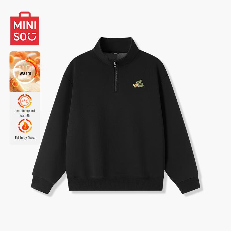 

MINISO Men s Fleece Lined Half-Zip Stand-Collar Sweatshirt M