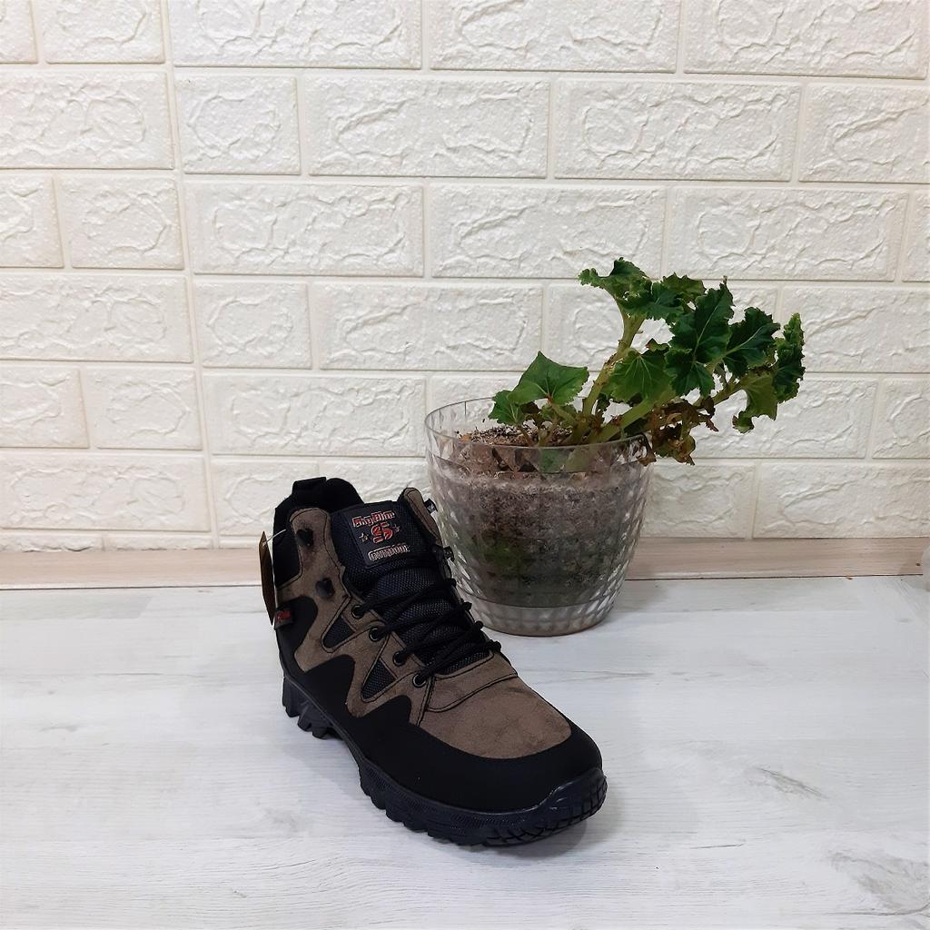 Himmelblau-Braun 0050 rutschfeste Herrenstiefel mit Reißverschluss und Schnürung