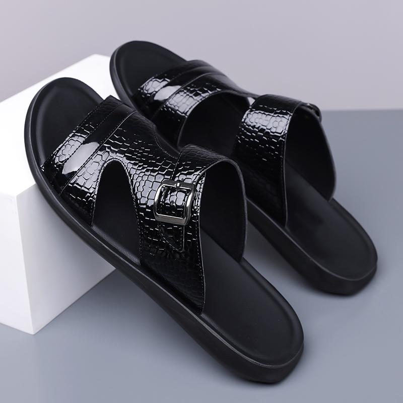 TUINANLE Men Slippers Leather Mens Shoes Slippers Casual Sandals for Men Outdoor Chaussure Homme Sandalias