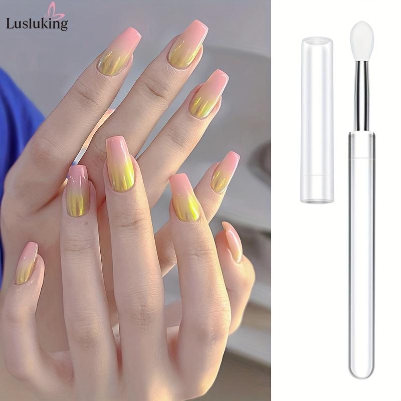 1pc Nail Art Silicone Applicator Sticks, Portable Multifunctional Brush For Magic Mirror Powder,Glitter Eyeshadow, Rubbing Powder