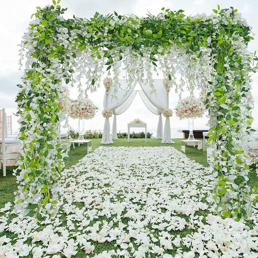 Artificial Plant Ivy Wisteria Flowers Vine Garland Room Home Room Garden Valentine's Decora Wedding Wreath Arch Outdoor YardGift