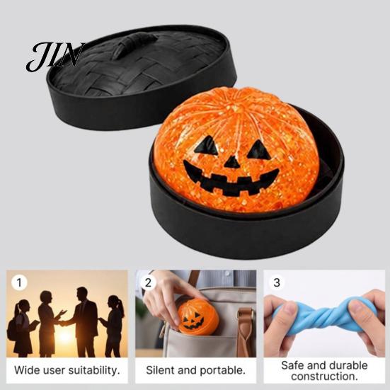 Steamed Bun Sensory Toy Halloween Dumpling Squeeze with Steamer Box, Pumpkin Ghost Bat Stress Relief for Relief, Party Favors Kids