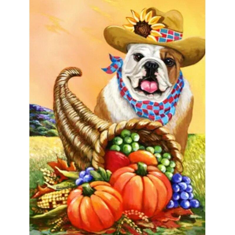 New 5D DIY Diamond Painting Dog Diamond Embroidery Animal Cross Stitch Full Round Drill Home Decor Manual Halloween Gift