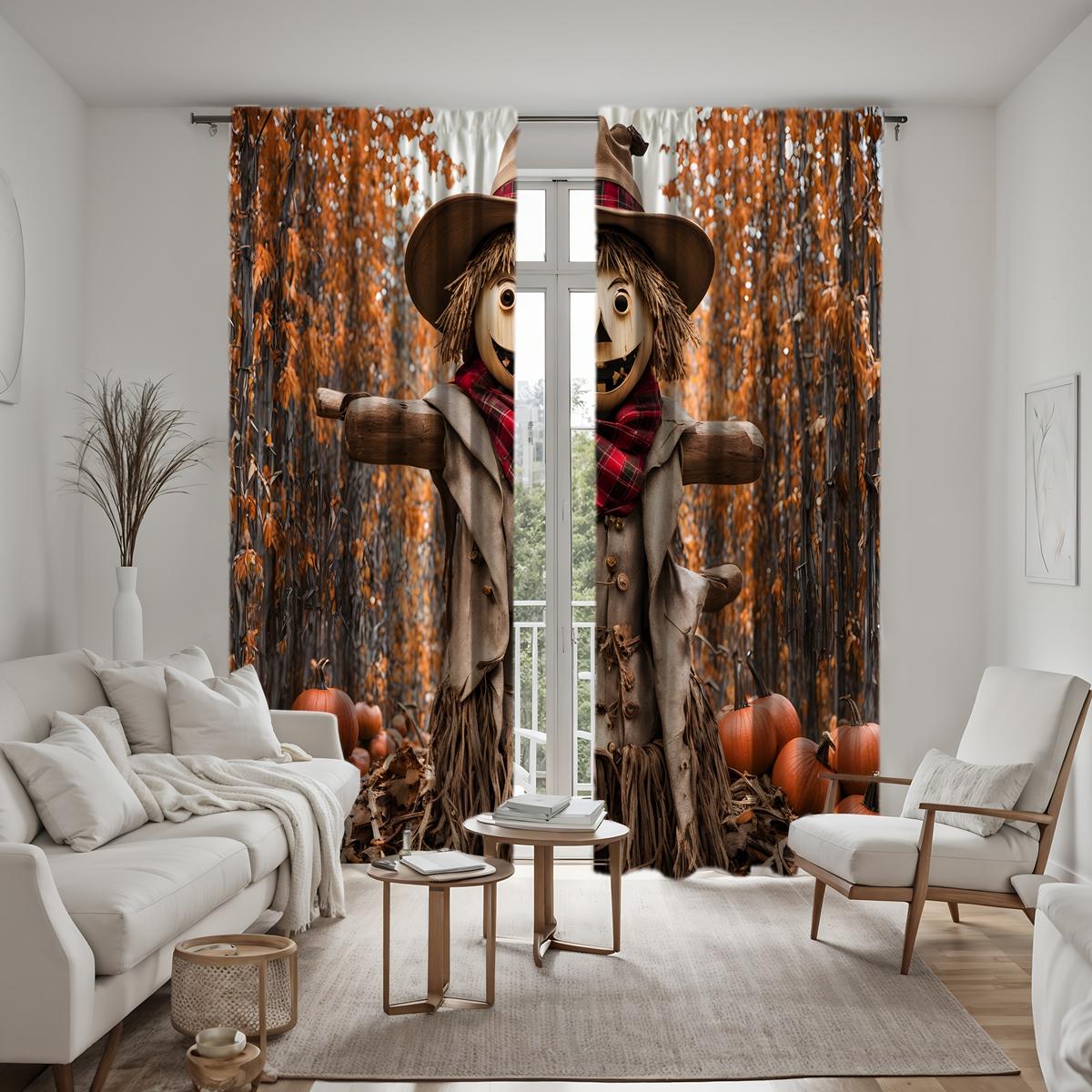 

2 шт. HD Мертвое дерево лес пугало декоративная занавеска Желтая завязка цифровая печать занавеска украшение дома стиль украшение liv W52H63inchW132H160cm