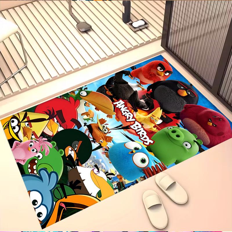 Angry Birds Print Rug, Washable Floor Carpet, For Entryway Dorm Laundry Room Office Study, Home Decor Birthday Christmas Gift