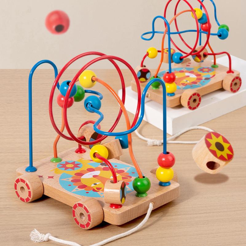 Wooden Montessori Educational Bead Maze Track Toy For Toddlers With Hand Eye Coordination Development