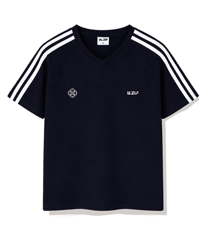 ULIFEZIP Minimal Symbol Track V-Neck Short Sleeve T-Shirt 4 Colors [Ulsv_1501]