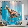 Animal Underwater Adventure Shower Curtain Giraffe Mermaid Design Waterproof Fabric Decor for Bathroom