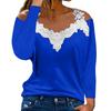 Fashionable Lace V-neck Pullover Long Sleeve Top Color Casual T-shirt