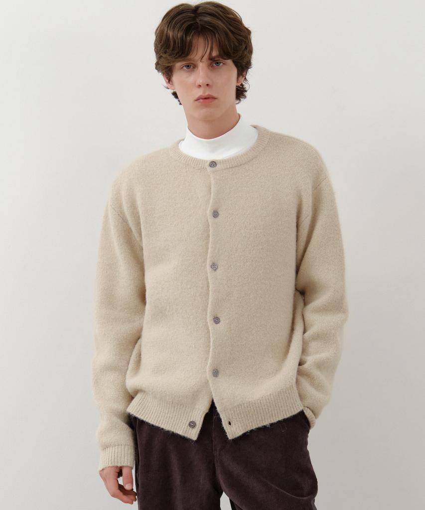 Wednesday Oasis Aran Round Hairy Knit Cardigan_Beige(Wc25-Kn49)
