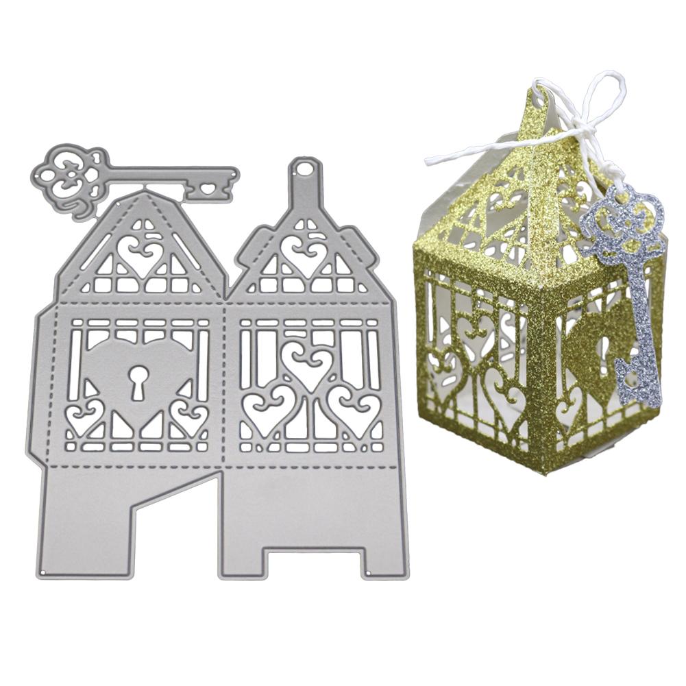 Lantern Shaped Box Frame Metal Silvery Stencil Embossing Cutting Dies For Diy Scrapbooking Paper Album Cards Making