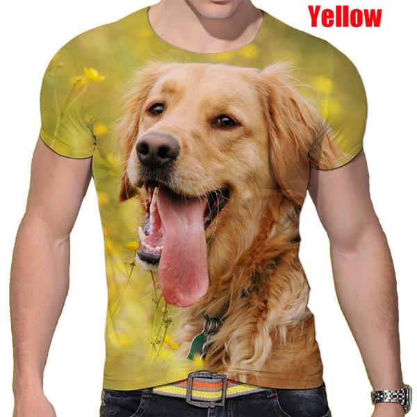 Fashion Short-sleeved Cute Dog 3D Printed T-shirt Golden Retriever Fashion Casual Man T-shirt Shirt