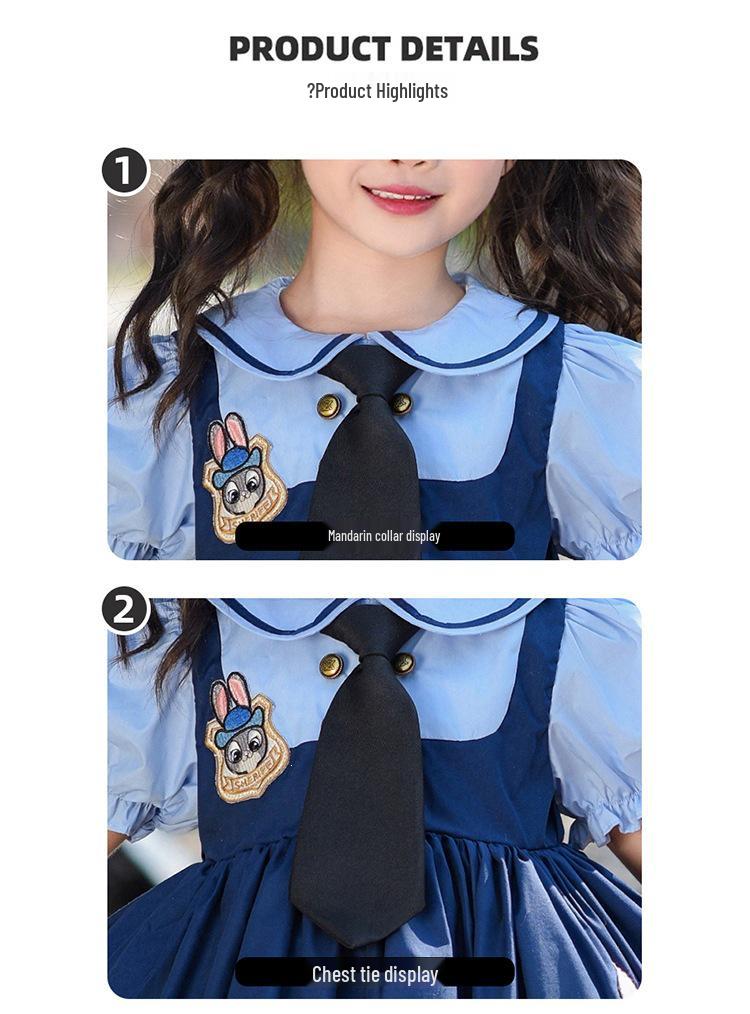 Summer Zootopia Judy Bunny Police Princess Lolita Dress for Little Girls