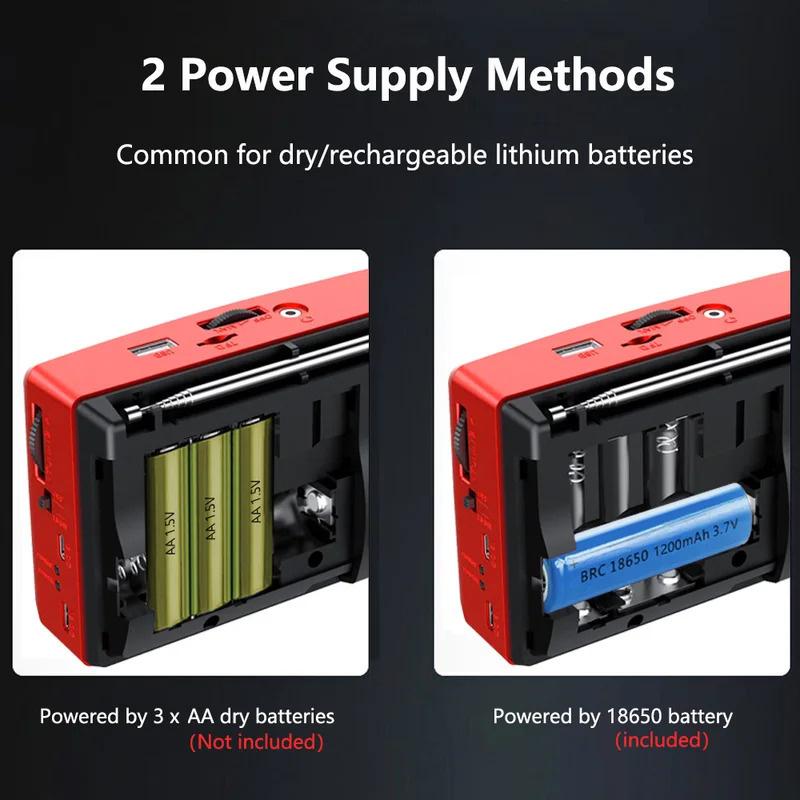 Radio FM AM SW Portable Radios AM FM Rechargeable Shortwave Radio Battery Powered Full Waves USB TF MUsic Box Bluetooth Speaker