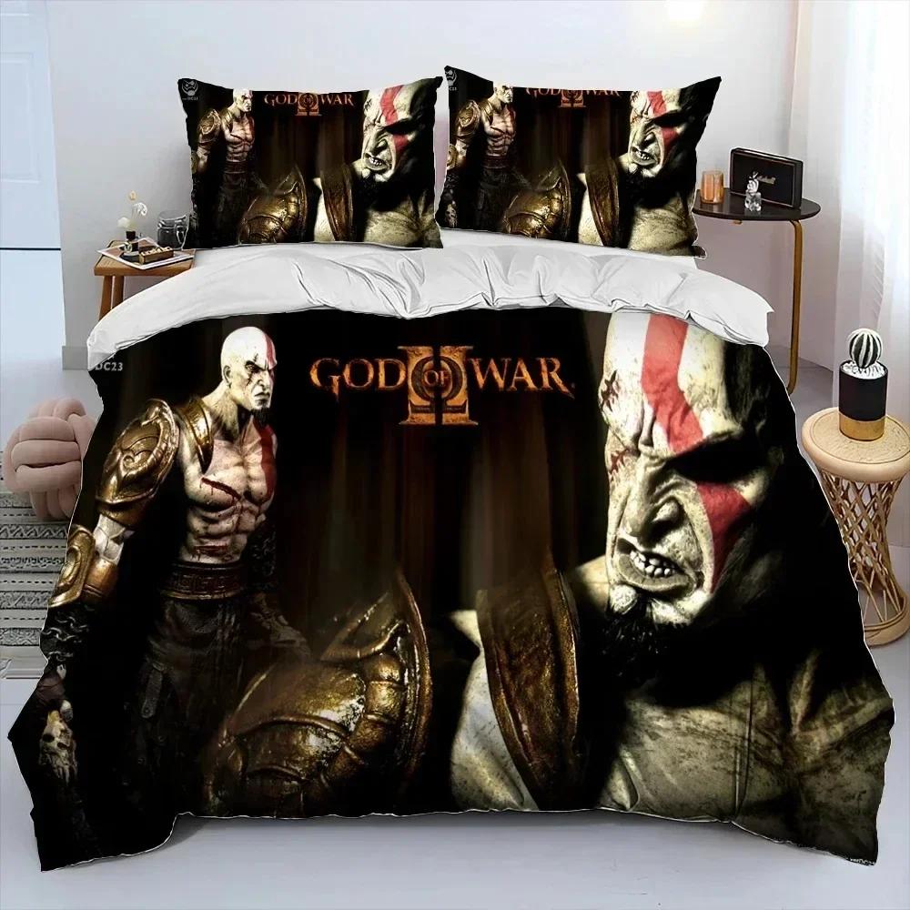 Game God of War Kratos Bedding Set Printed Bed Set With Pillowcase Duvet Cover Soft Queen King Size Bedclothes Home Boys Adult