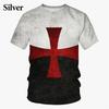 New Knight Templar 3D Printed Men's Fashion T-Shirt, Vintage Cross Pattern, Short Sleeve, Summer Cool Top, Men's Street Style