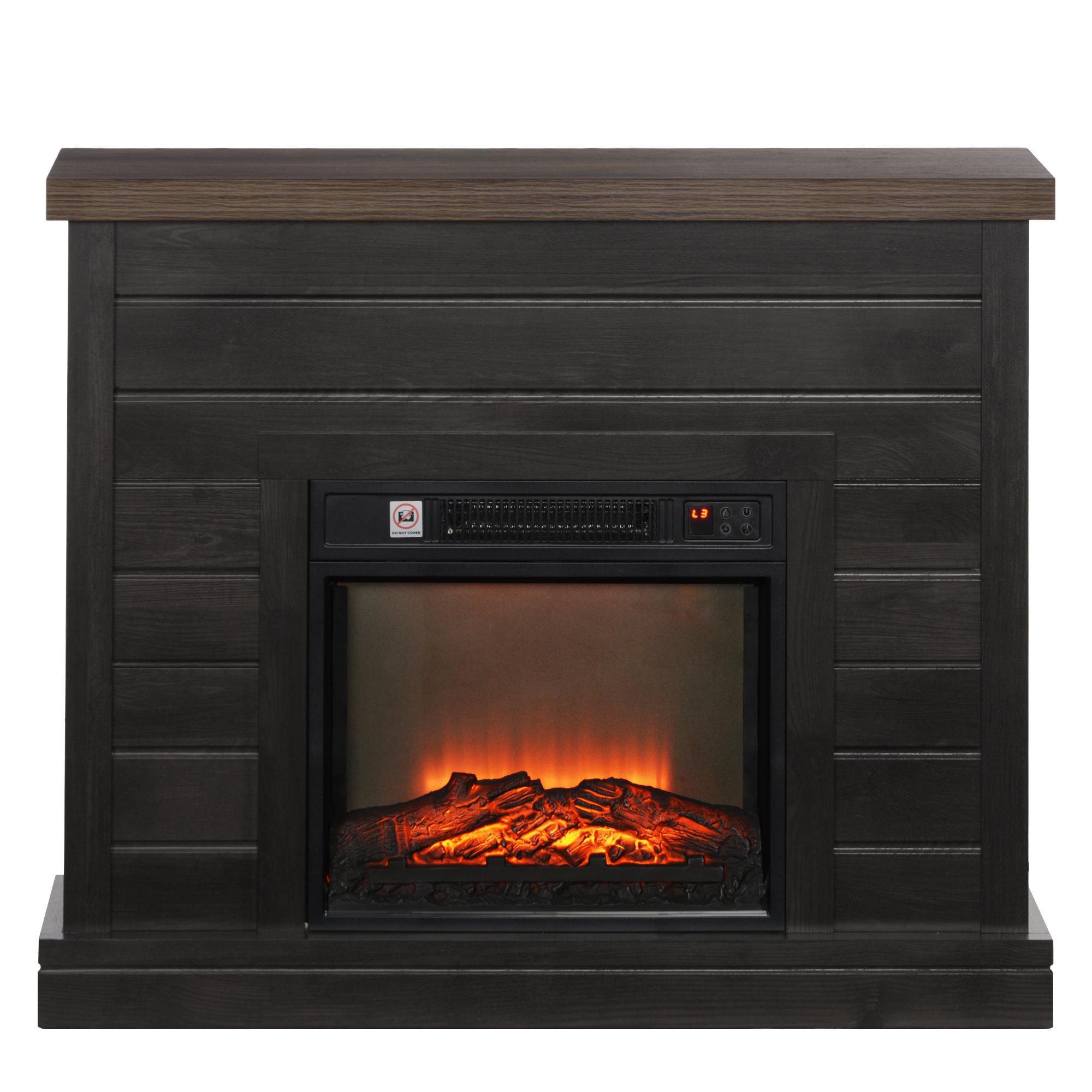 Cheminée Électrique 1800W Avec Effet Flamme Télécommande Programmateur Hebdomadaire Pour Salon de 30 m² Gris Foncé