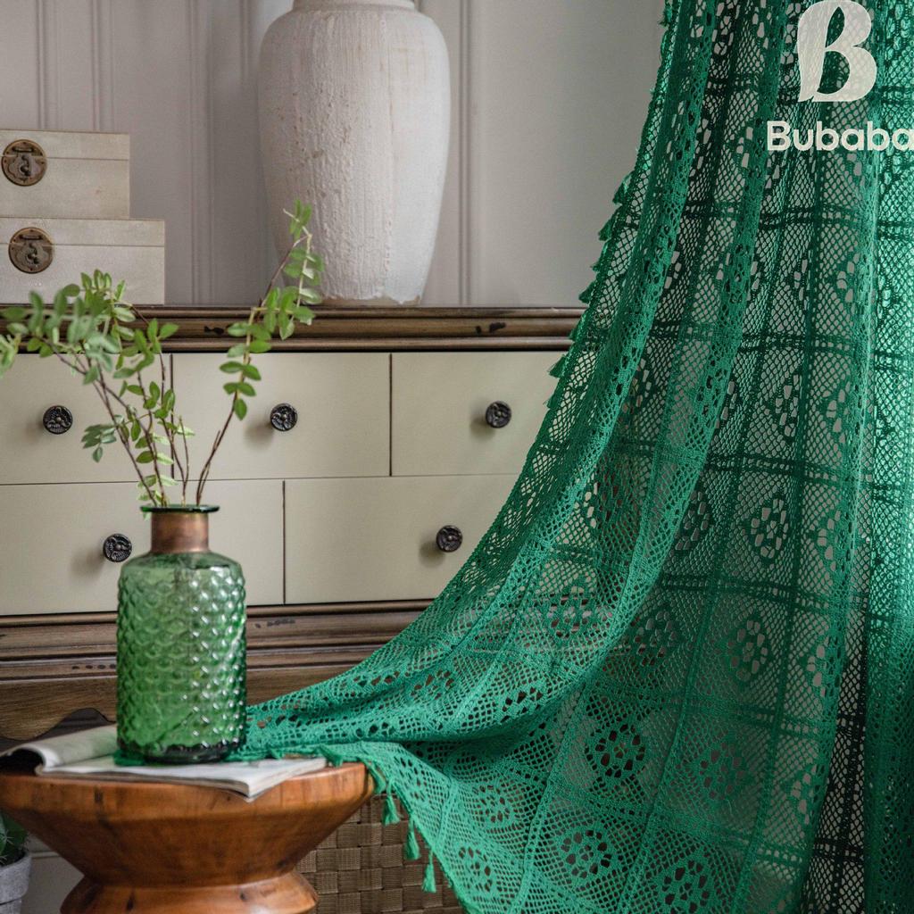 Bu Papa Curtain: Light-Permeable Hollow Crochet Patchwork Floor-to-Ceiling Bay Window Gauze, American Style