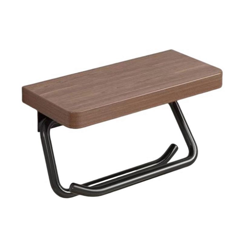 AD23-Double Paper Holder With Shelf Wood Wall Mounted WC Holders Toilet Paper Towel Rack For Bathroom Kitchen