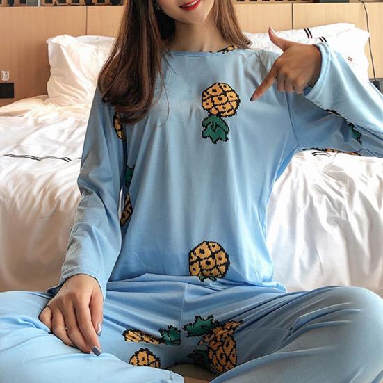 Women Pajamas Loose Leisure Two-piece Green Avocado Lady Nightclothes Kit for Home