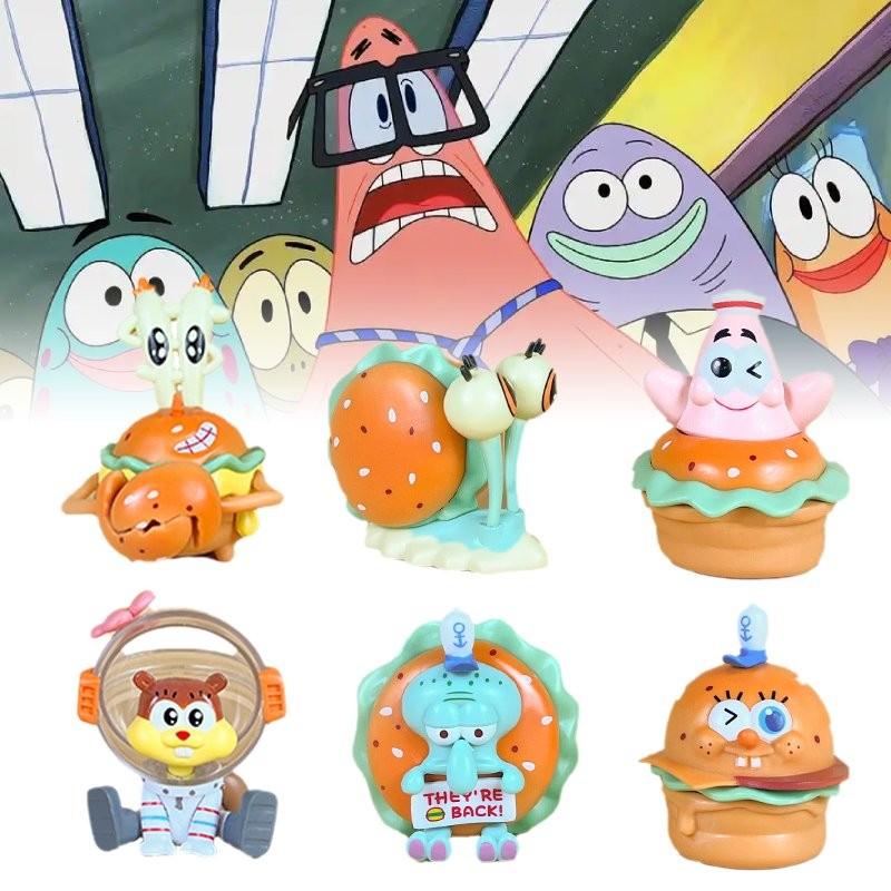 Adorável Conjunto de Figuras de PVC de Armadilha de Caranguejo do Bob Esponja Calça Quadrada Para Decorações de Festa de Aniversário