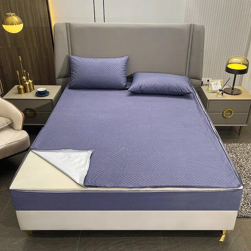 Six Sides Waterproof Zippered Mattress Cover Fully Enclosed Dust-prood Bed Fitted Sheet Mattress Protector