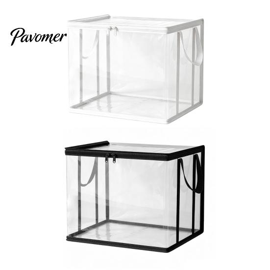 Student Textbooks Organizer Clothes Storage Bag, with Lid And Handles, Large Capacity Dustproof Study Room Organizer, Transparent PVC Container