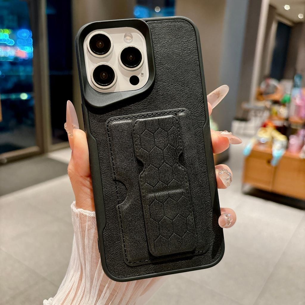 Luxury Credit Card Holder Slot Bag Stand PU Leather Phone Case For iPhone 17 16 15 14 13 12 11 Pro Max Pocket Fold Bracket Cover