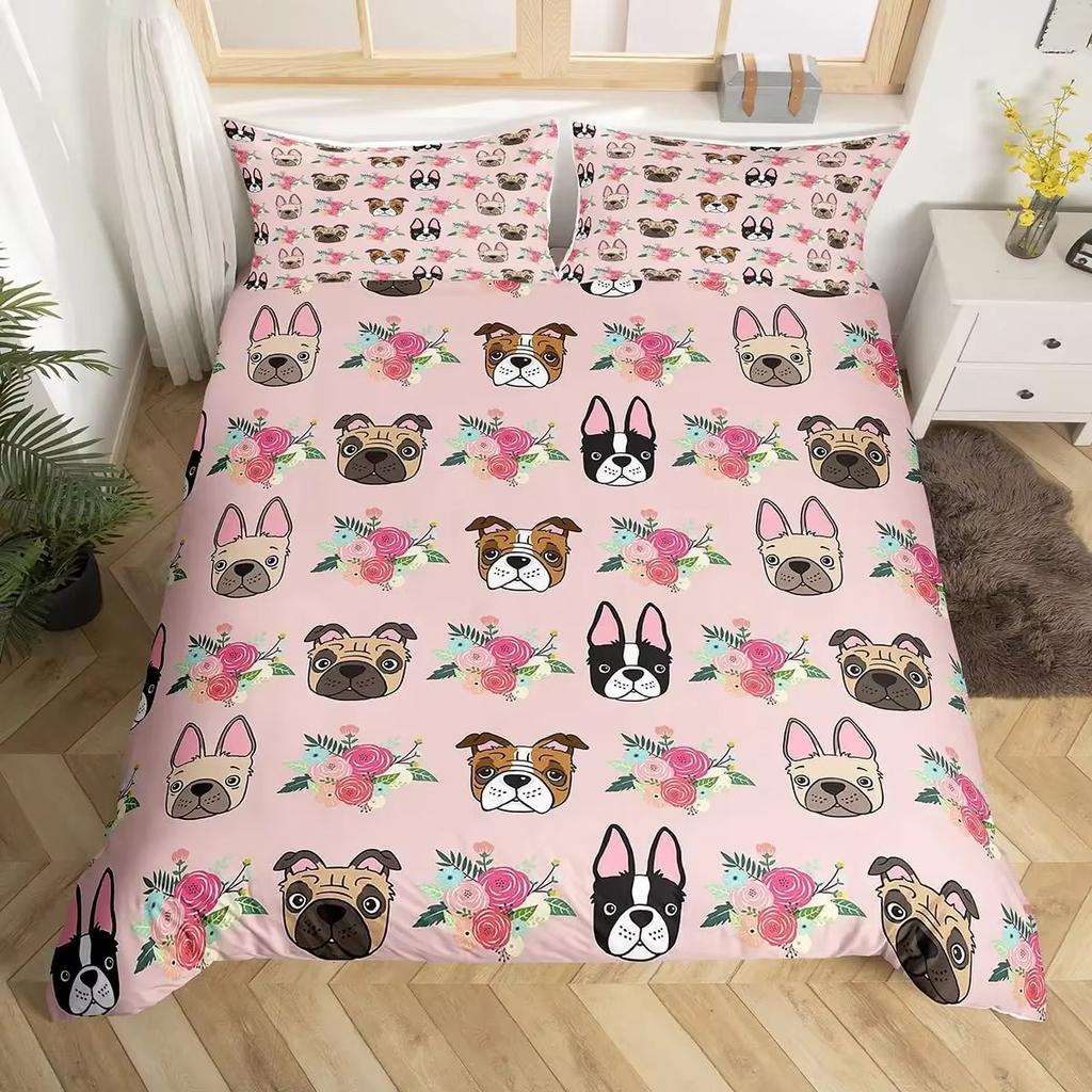 Cartoon Puppy Down Comforter Set Bedding Set 3-piece Duvet Cover Set
