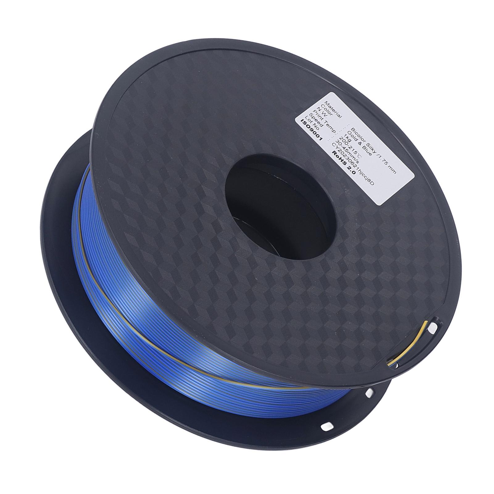 

1,75 мм PLA-нить золотисто-синего цвета, двухцветная шелковая нить, расходный материал для 3D-печати 30Скорость 45мм