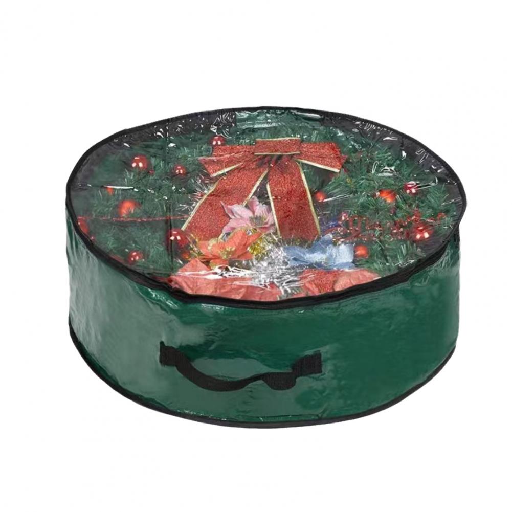 

Christmas Decoration Organizer Waterproof Wreath Bag Durable Christmas Wreath Storage Bag with for Transparent for Holiday S зелёный