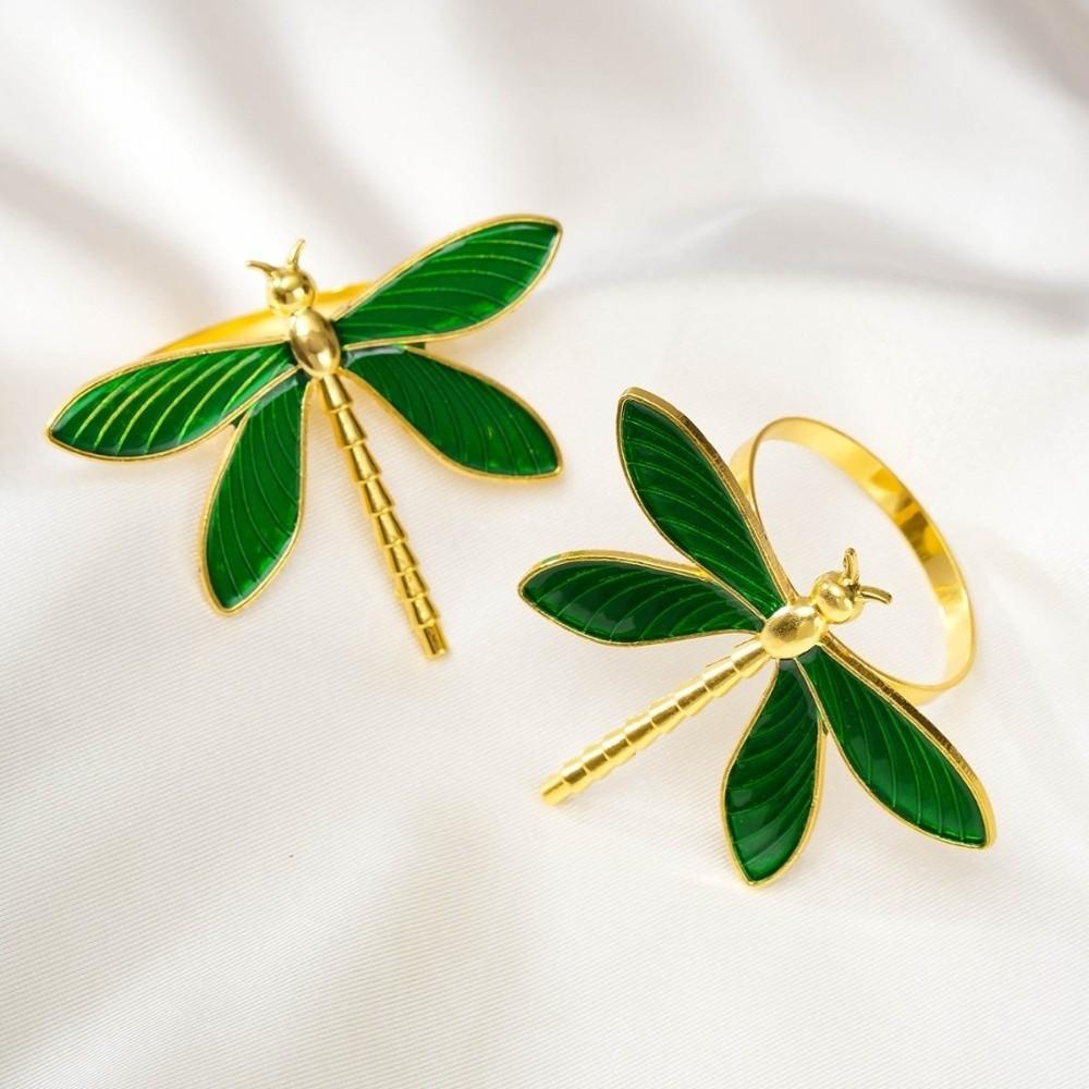 6PCS Modern Dragonfly Napkin Ring Metal Insect Napkin Holder Creative Napkin Buckle  Cafe Decor