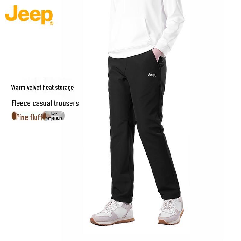 JEEP Men's Autumn Winter Fleece Lined Straight Leg Casual Pants