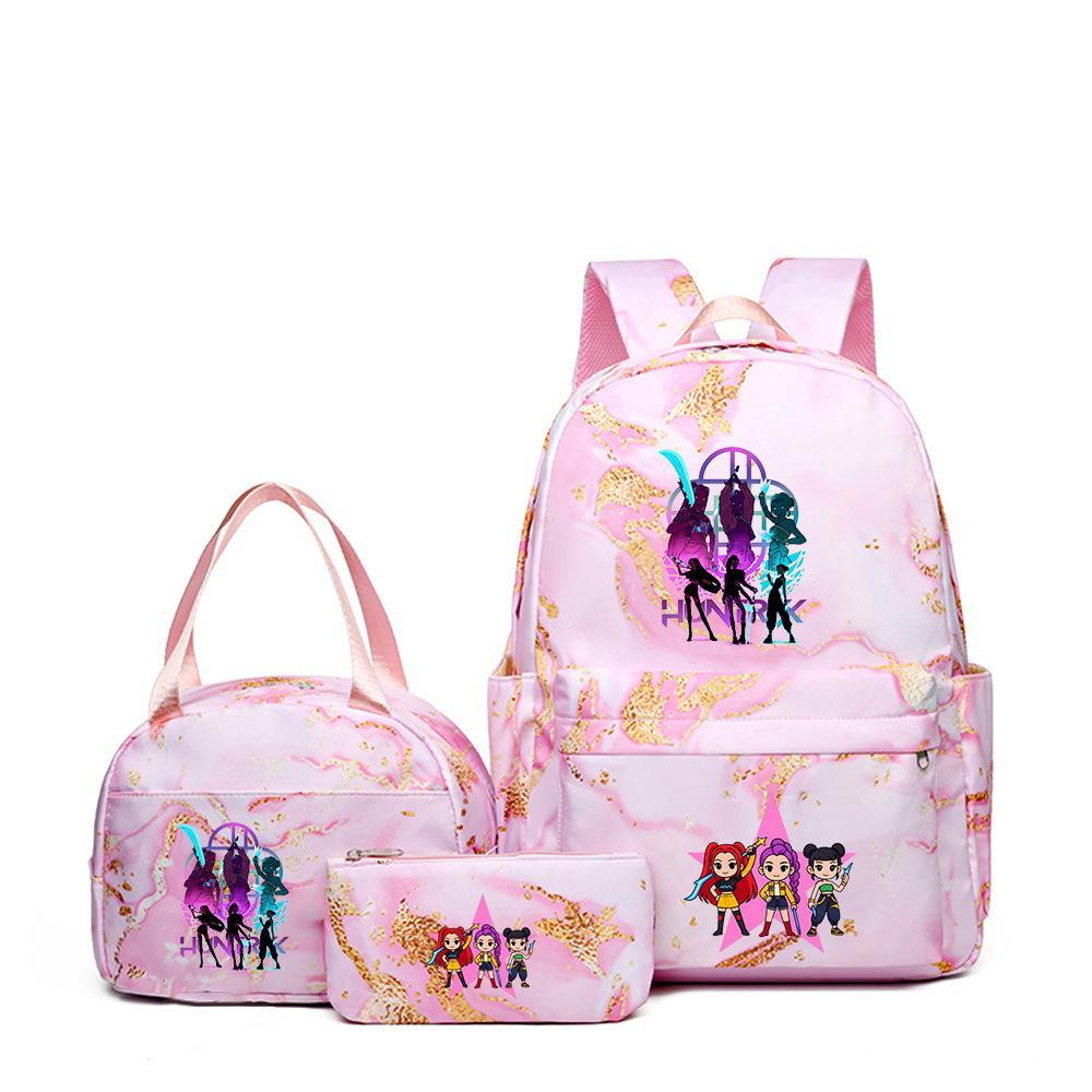 Kpop Witch Hunter Backpack Lunch Bag Pencil Case Set Student Animation Fashion School Bag Pencil Case Lunch Bag