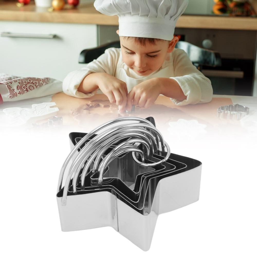 5pcs Stainless Steel Cookie Cutter Set Food-Grade Stars Shaped Cookie Cutters Christmas