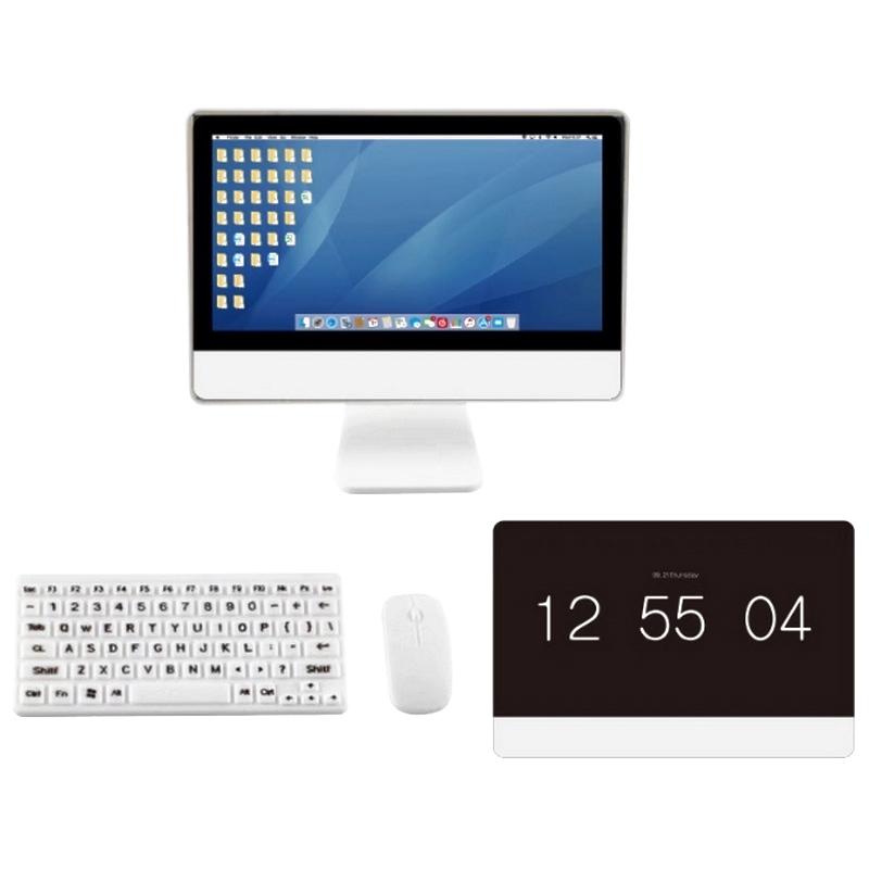 Puppenhaus-Arbeitszimmer im Maßstab 1:12, 1 Set Mini-Computermaus und Tastatur, Miniatur-Simulationsmodell für Miniaturmöbelzubehör