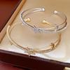 Exquisite Moon and Star Zircon Open Cuff Bracelet for Women