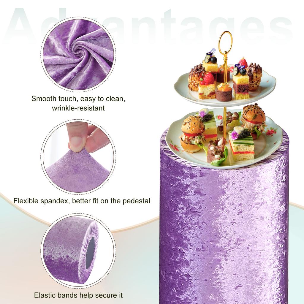 3pz Coperture Cilindriche in Spandex per Supporti Copertura per Supporto a Piedistallo Tessuto di Velluto Coperture Cilindriche per Colonne Pedestal per Decorazioni per Feste