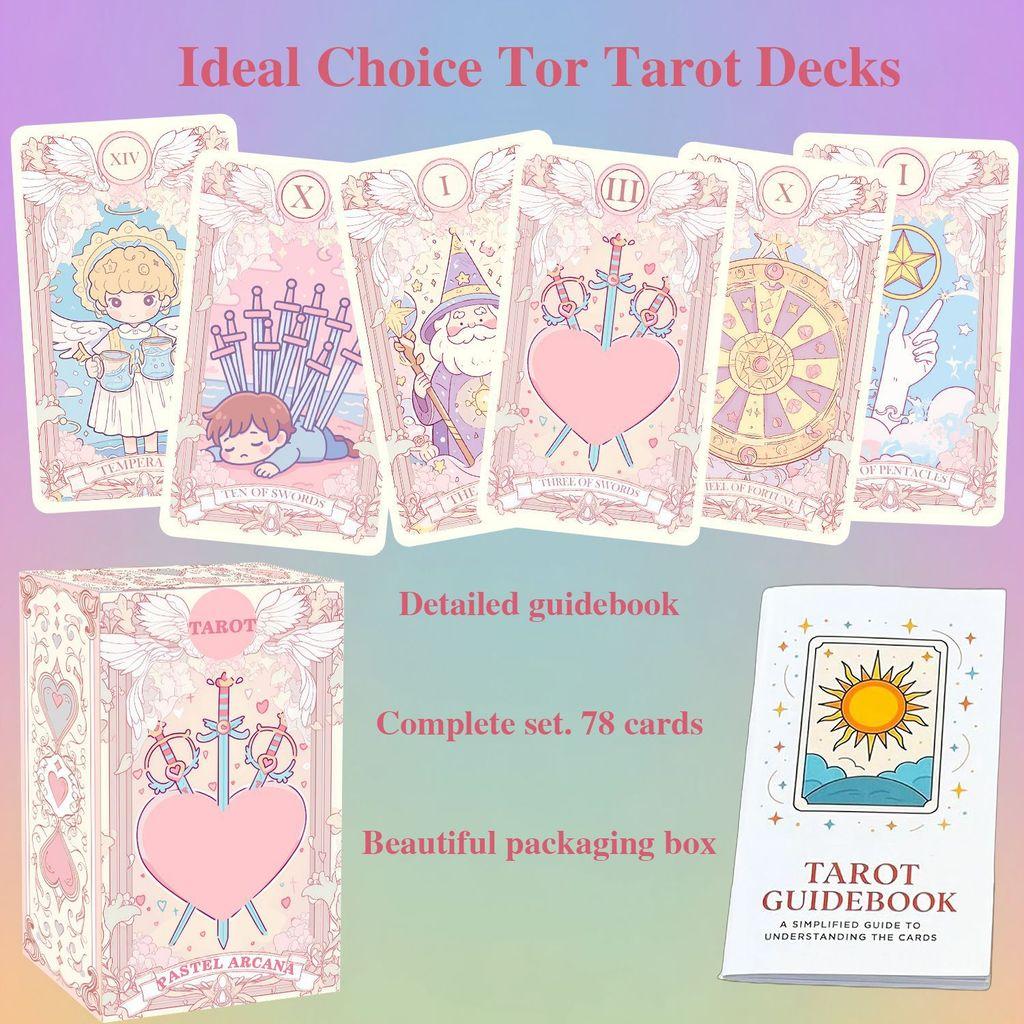Zartrosa Tarotkarten-Set mit 78 Karten und Anleitung für Sammler und Enthusiasten