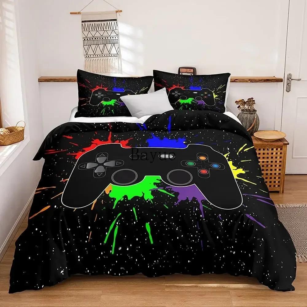 Gamer Bedding Sets for Boys Gaming Duvet Cover Set Video Games Comforter Cover Custom Designs Bed Set with Pillowcase