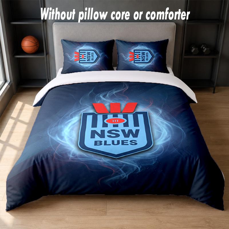 NSW Blues Design Bed Bedding Set 1 Duvet Cover + 2 Pillowcases Soft Breathable Household Bed Linens