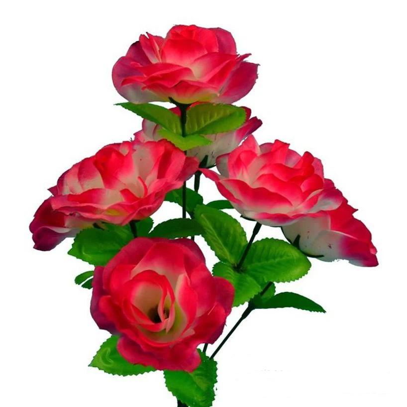 7 Голов Искусственные Цветы Роза Китайская Растения Свадебные Цветочные Домашний Декор розовый